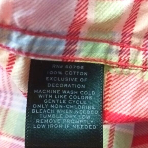 Lauren Ralph Lauren pink plaid button-up sleeveless top sz L Preppy, Y2K - Picture 6 of 6